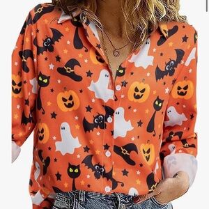 Halloween Themed Button-Up Shirt